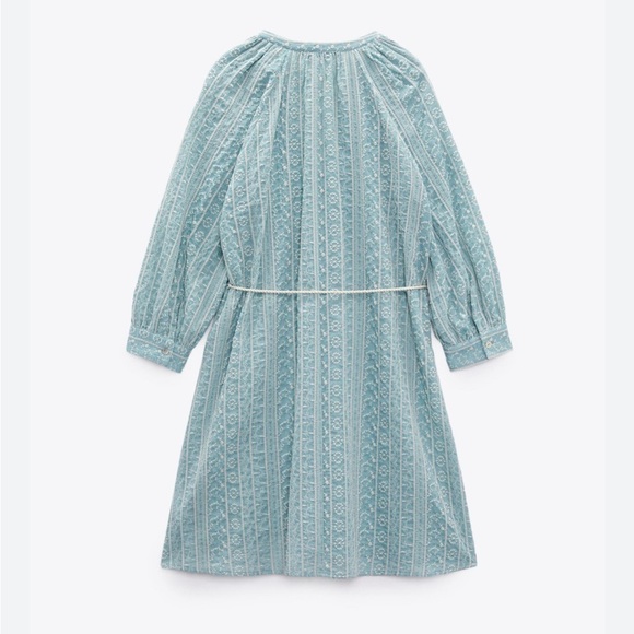 Zara Belted Embroidered Dress - Effortless Style with Bohemian Flair - Picture 5 of 11